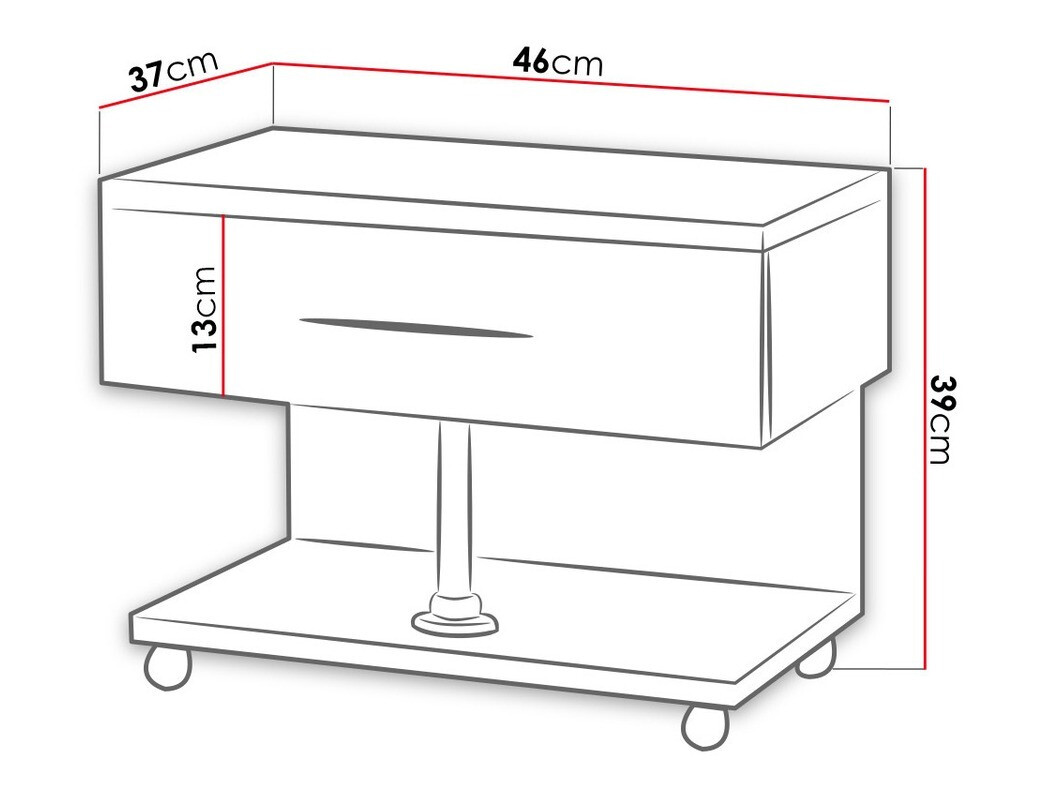 Table de chevet Campus (Blanc + Gris brillant)