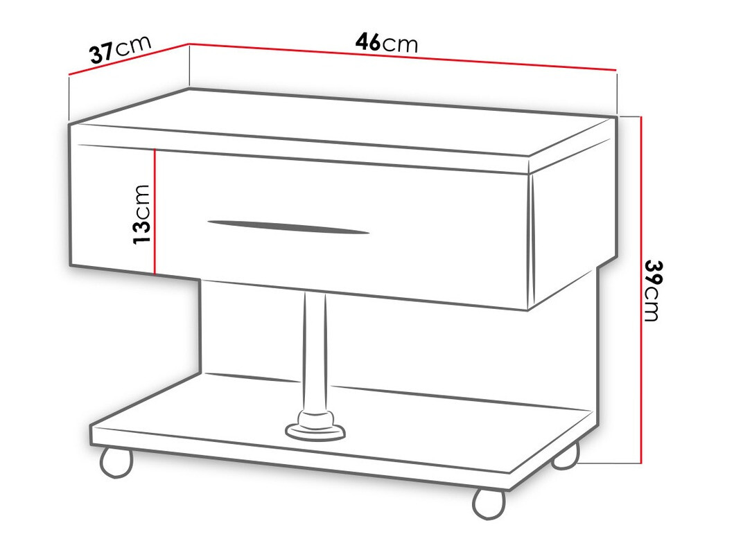 Table de chevet Campus (Blanc + Rose brillant)