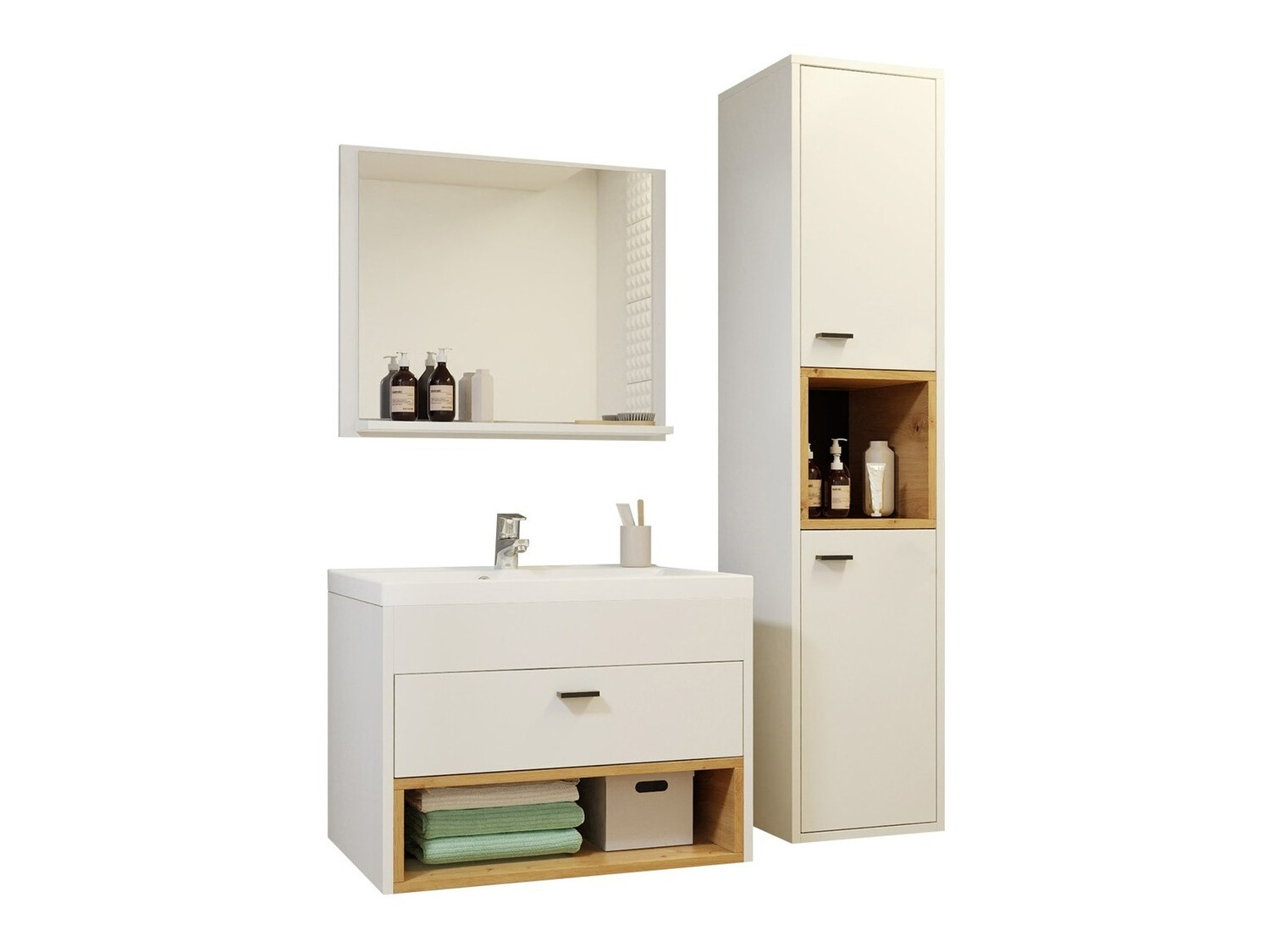 Ensemble de salle de bain Baltesi 100 (Blanc + Chêne Artisan)