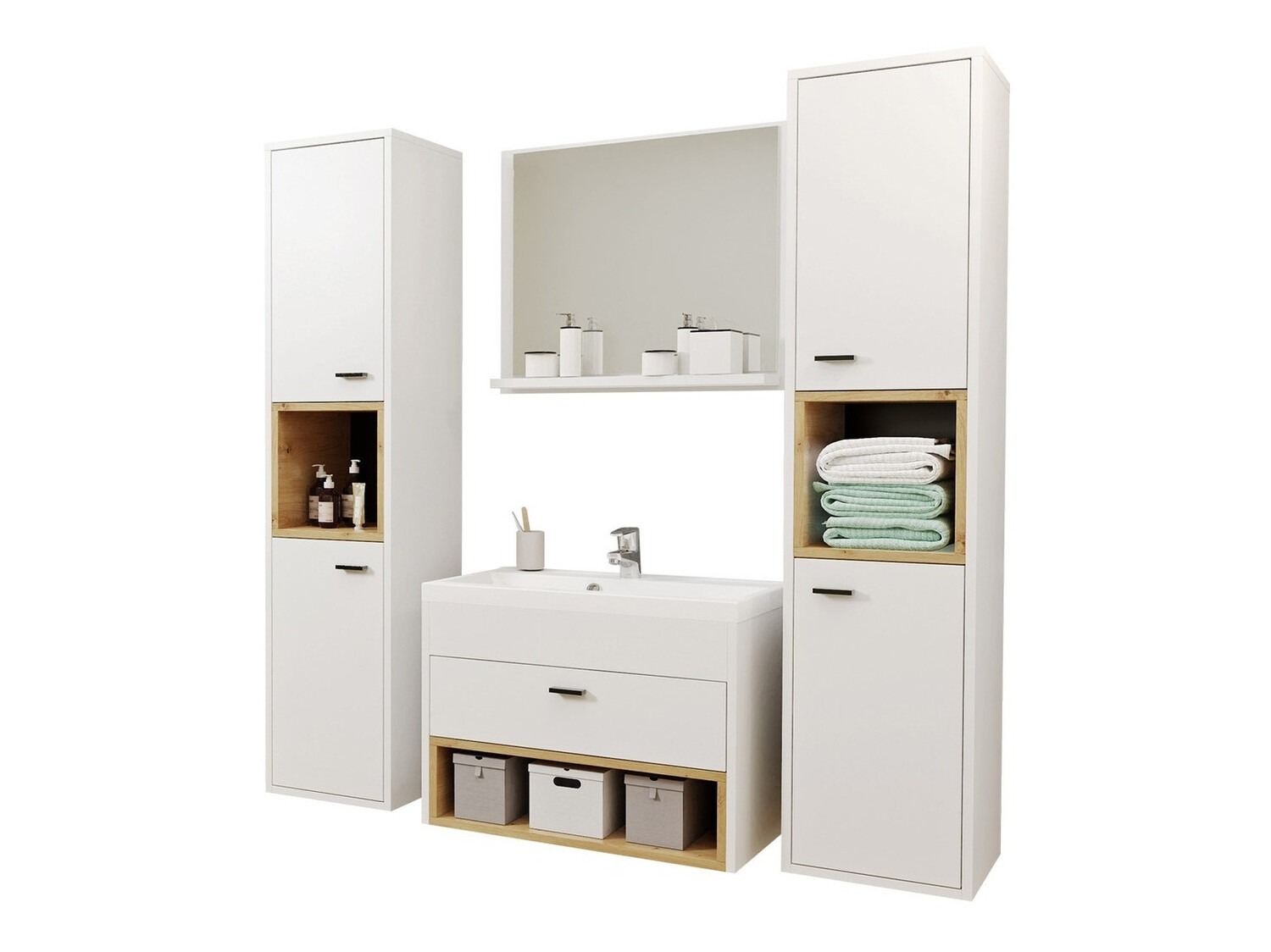 Ensemble de salle de bain Velum II (Blanc + Chêne Artisan)