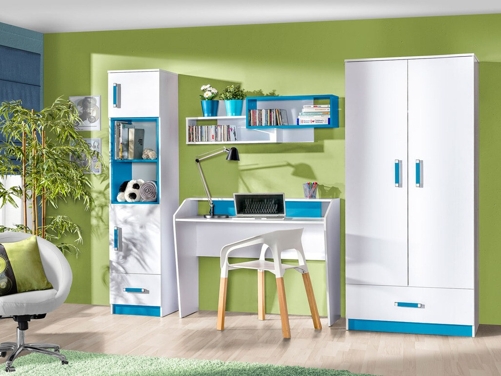 Étagère Sorviru 104 (Blanc + Turquoise)