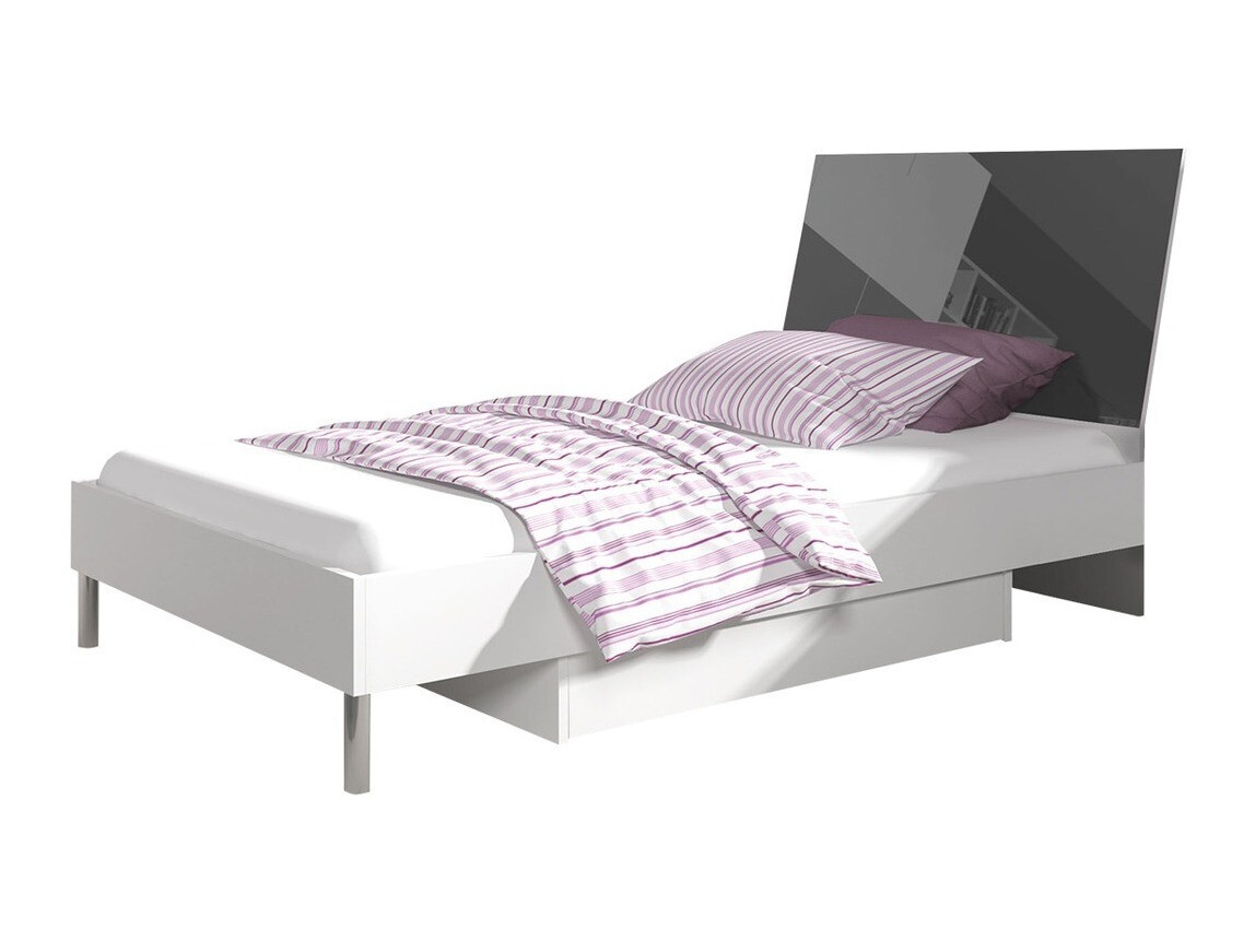 Chambre enfant complète Campus (Blanc brillant + Gris brillant)