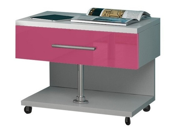 Chambre enfant complète Campus (Blanc brillant + Rose brillant)