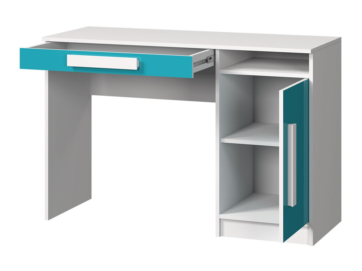 Chambre enfant complète Merevari 107 (Blanc + Blanc brillant + Gris)