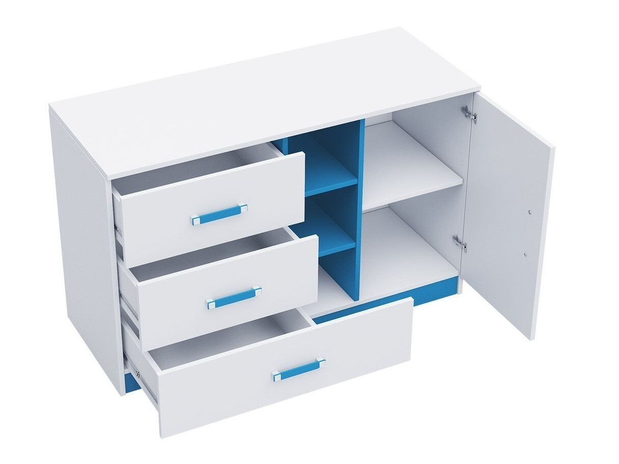 Chambre enfant complète Sorviru 107 (Blanc + Turquoise)