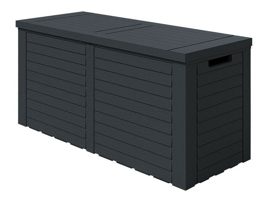 Coffre De Rangement Extérieur 96 L Noir - Résistant Aux Intempéries, Texture Rotin, Couvercle Verrouillable