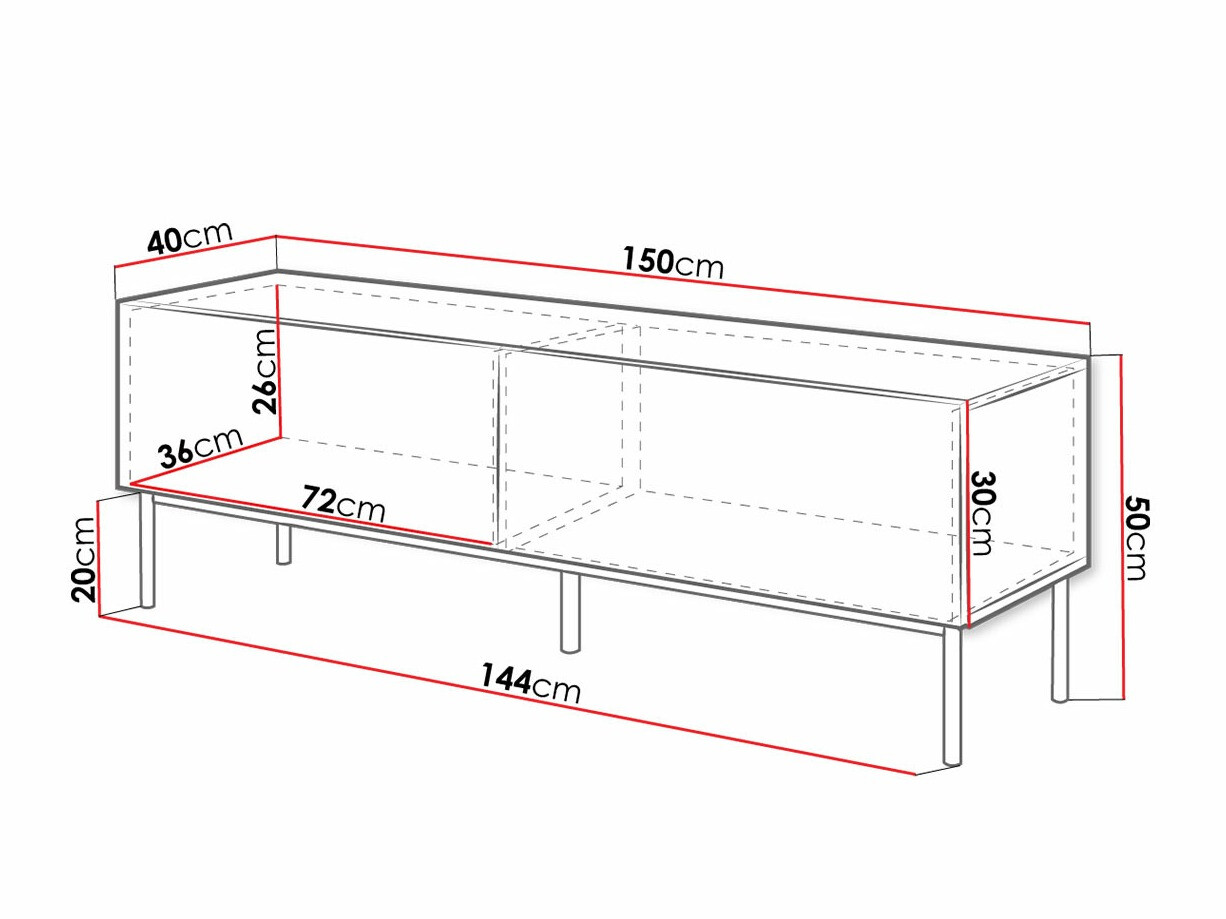 Meuble TV Charlotte 161 (Blanc + Blanc brillant + Noir)