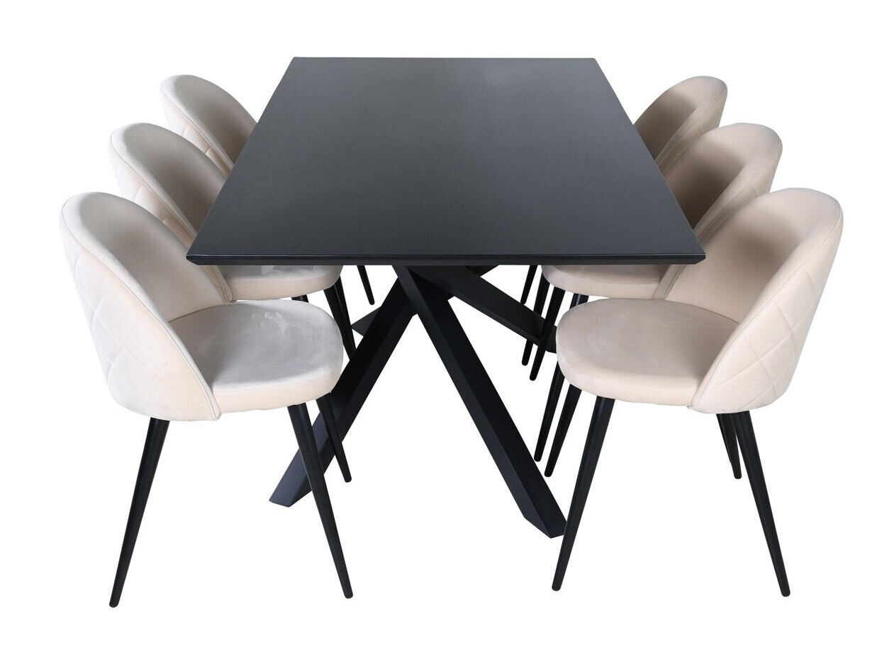 Salle à manger complète Dallas 2693 (Crème + Noir)
