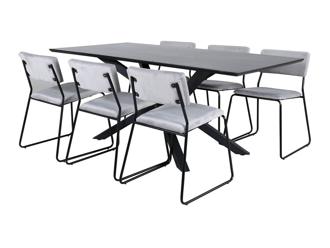 Salle à manger complète Dallas 2695 (Gris + Noir)