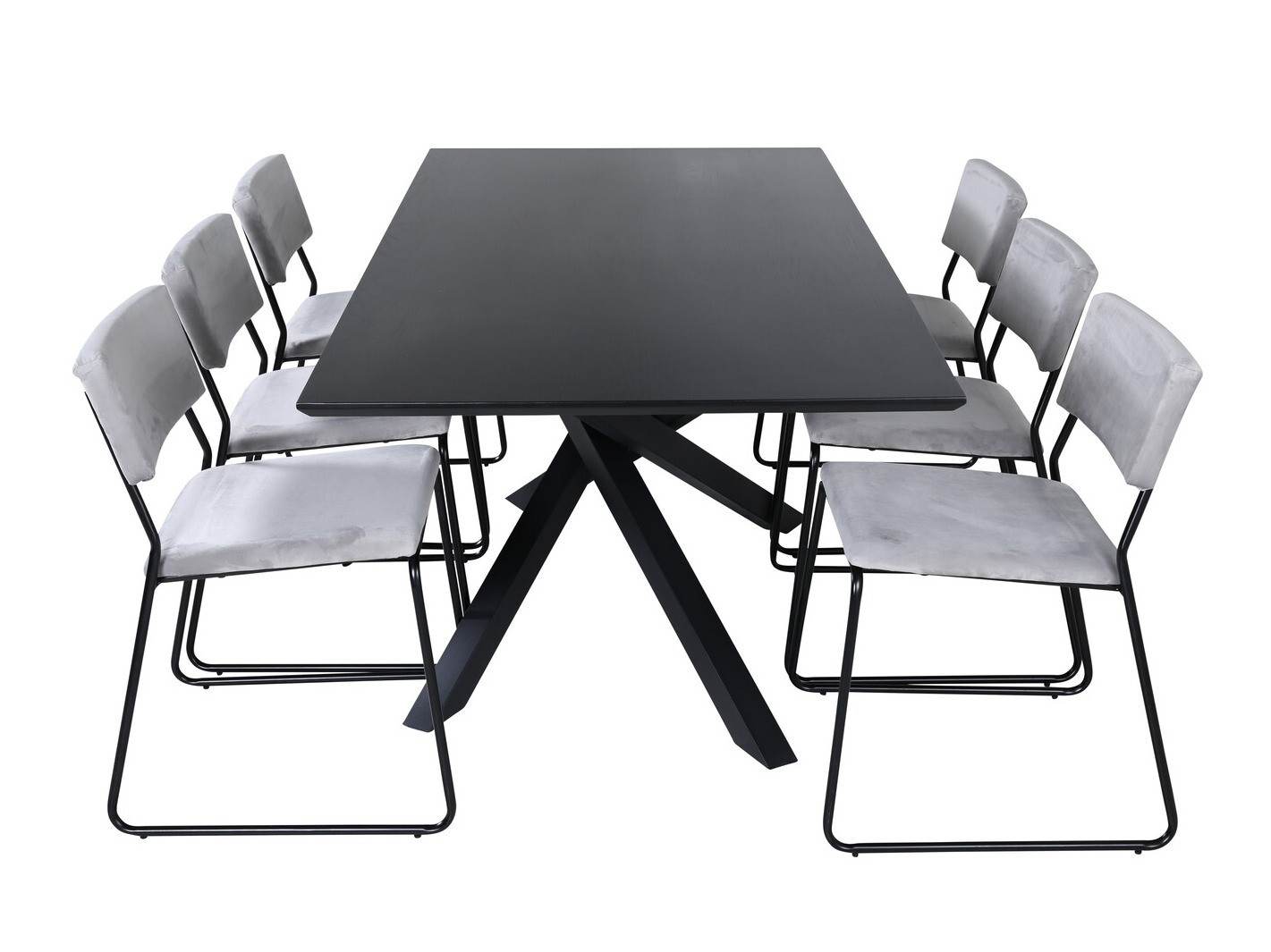 Salle à manger complète Dallas 2695 (Gris + Noir)