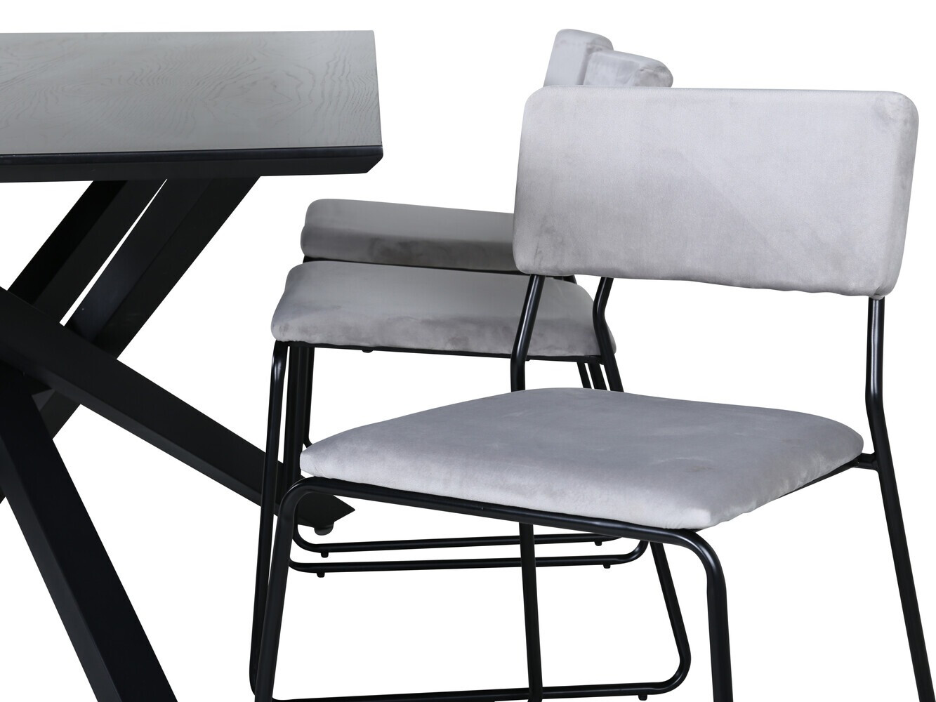 Salle à manger complète Dallas 2695 (Gris + Noir)