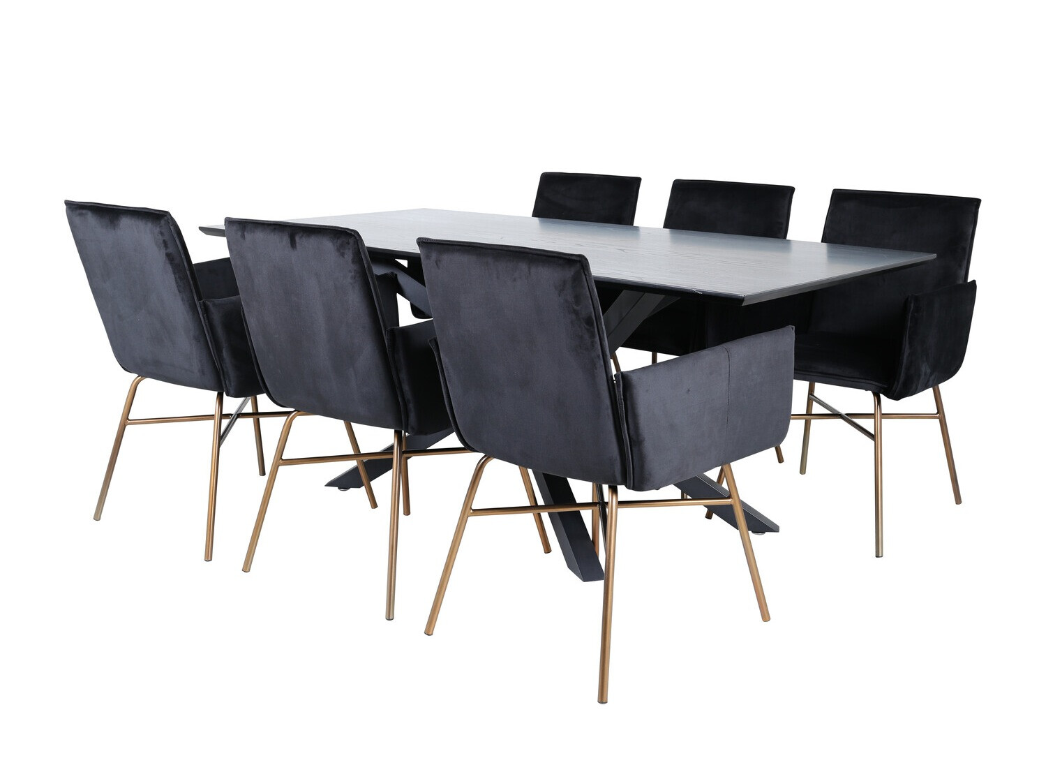 Salle à manger complète Dallas 2703 (Noir + Cuivre)