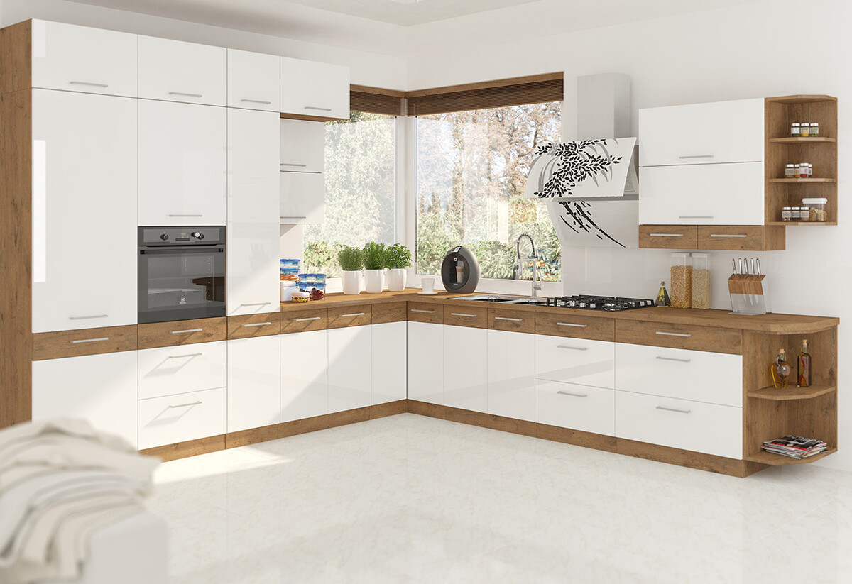 Armoire d'angle murale modulaire Wood White 129