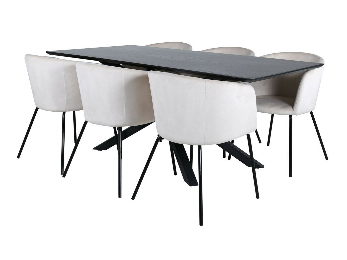 Salle à manger complète Dallas 2691 (Crème + Noir)
