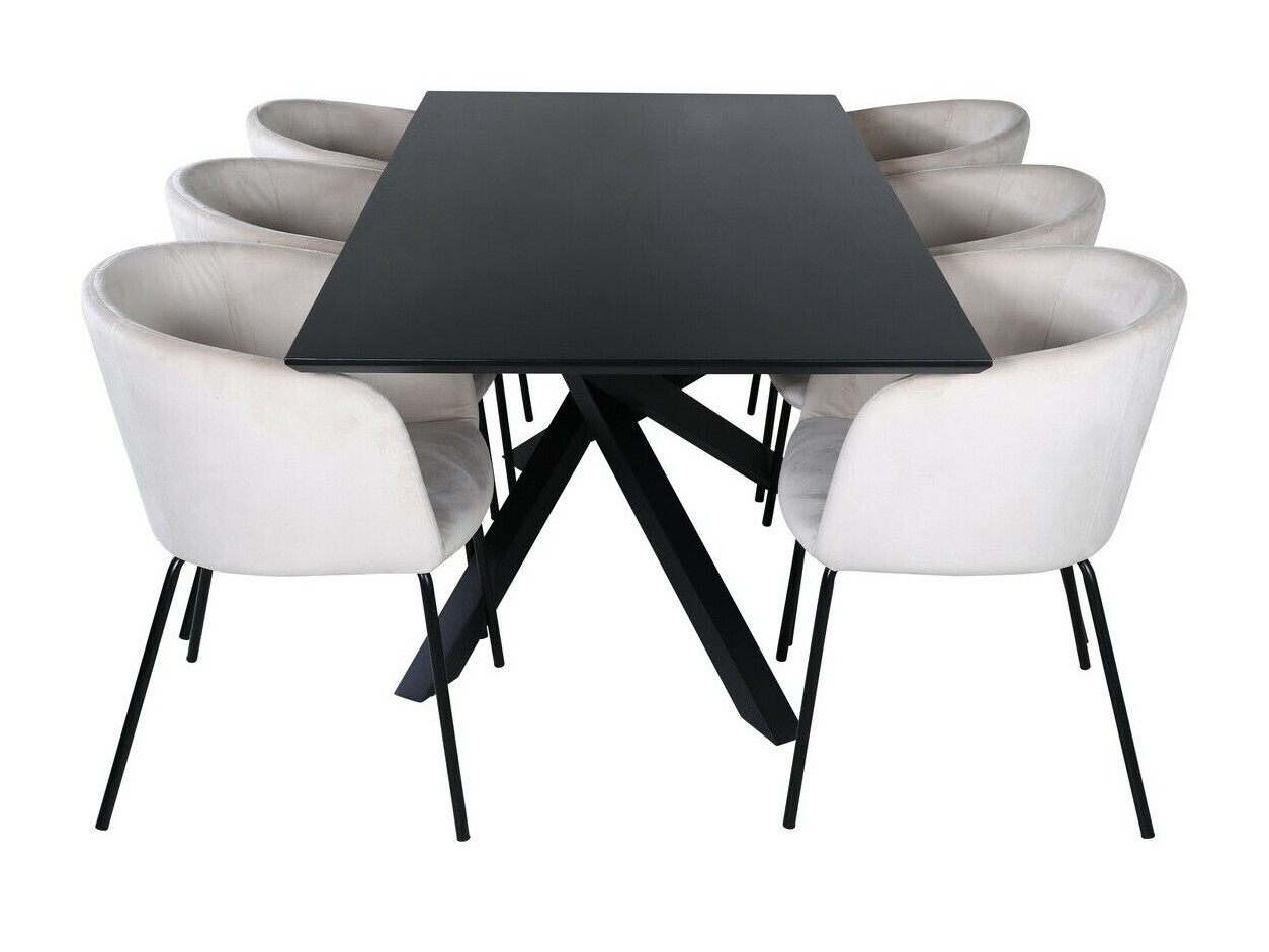 Salle à manger complète Dallas 2691 (Crème + Noir)