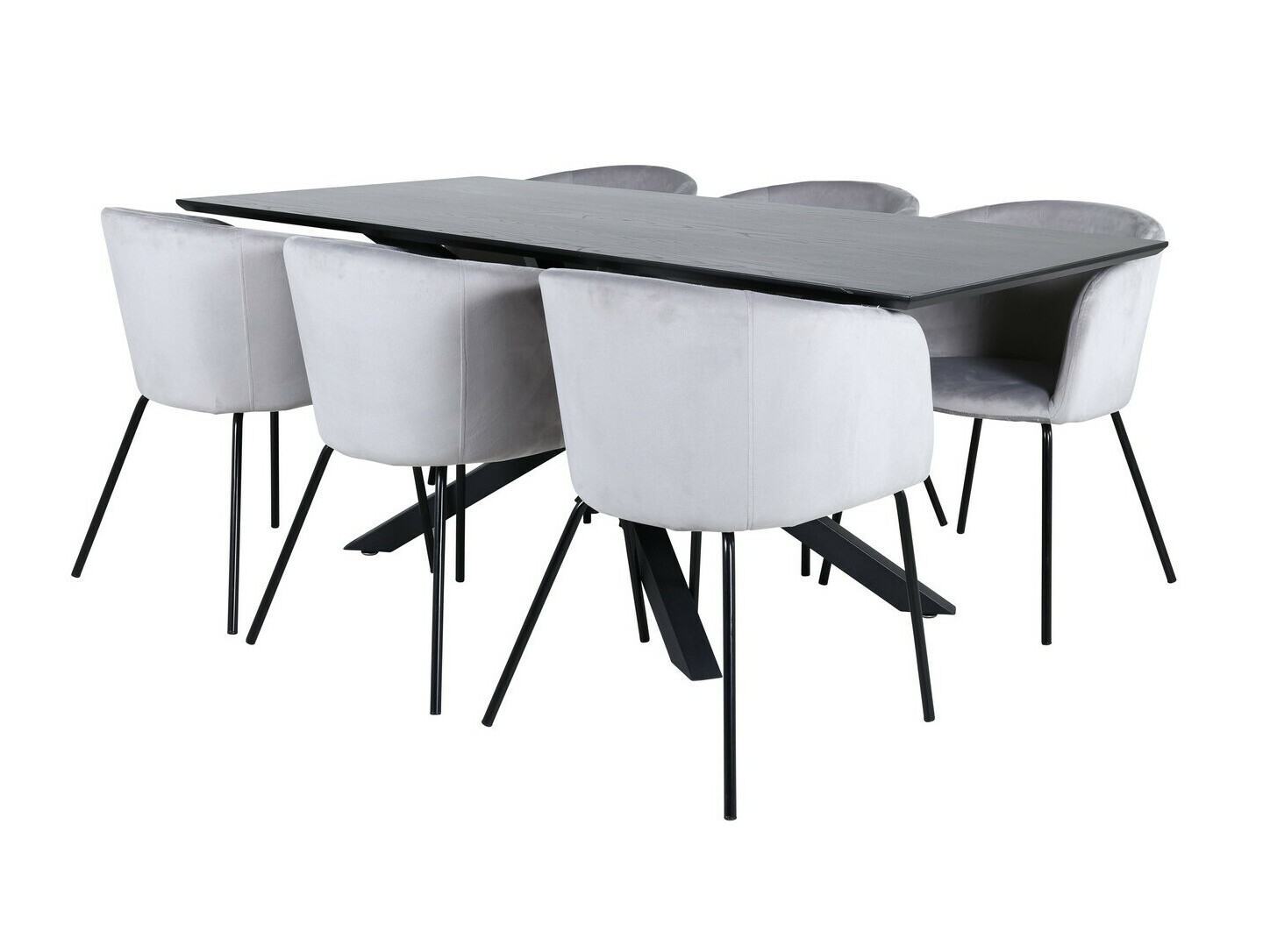 Salle à manger complète Dallas 2691 (Gris clair + Noir)