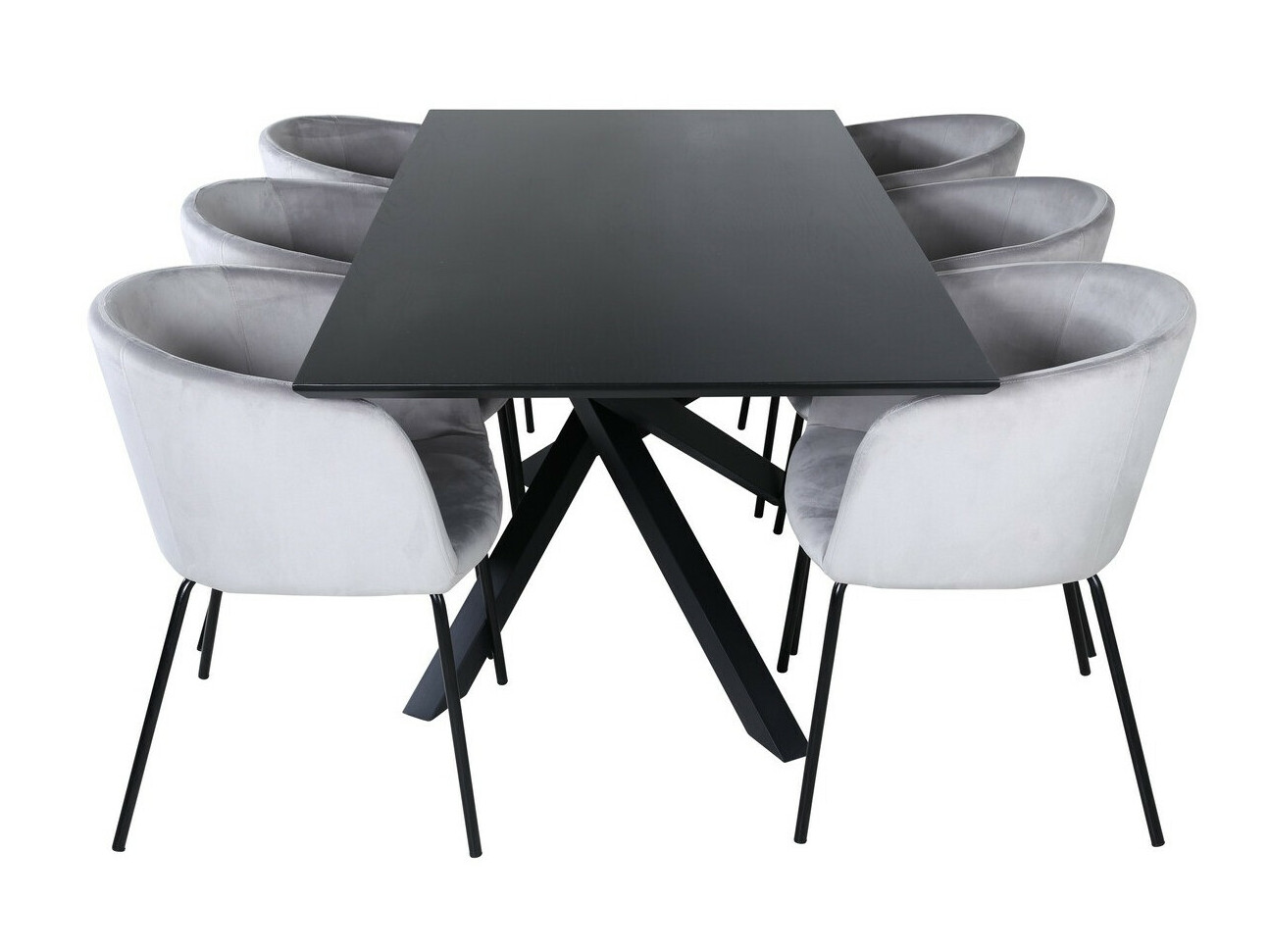 Salle à manger complète Dallas 2691 (Gris clair + Noir)