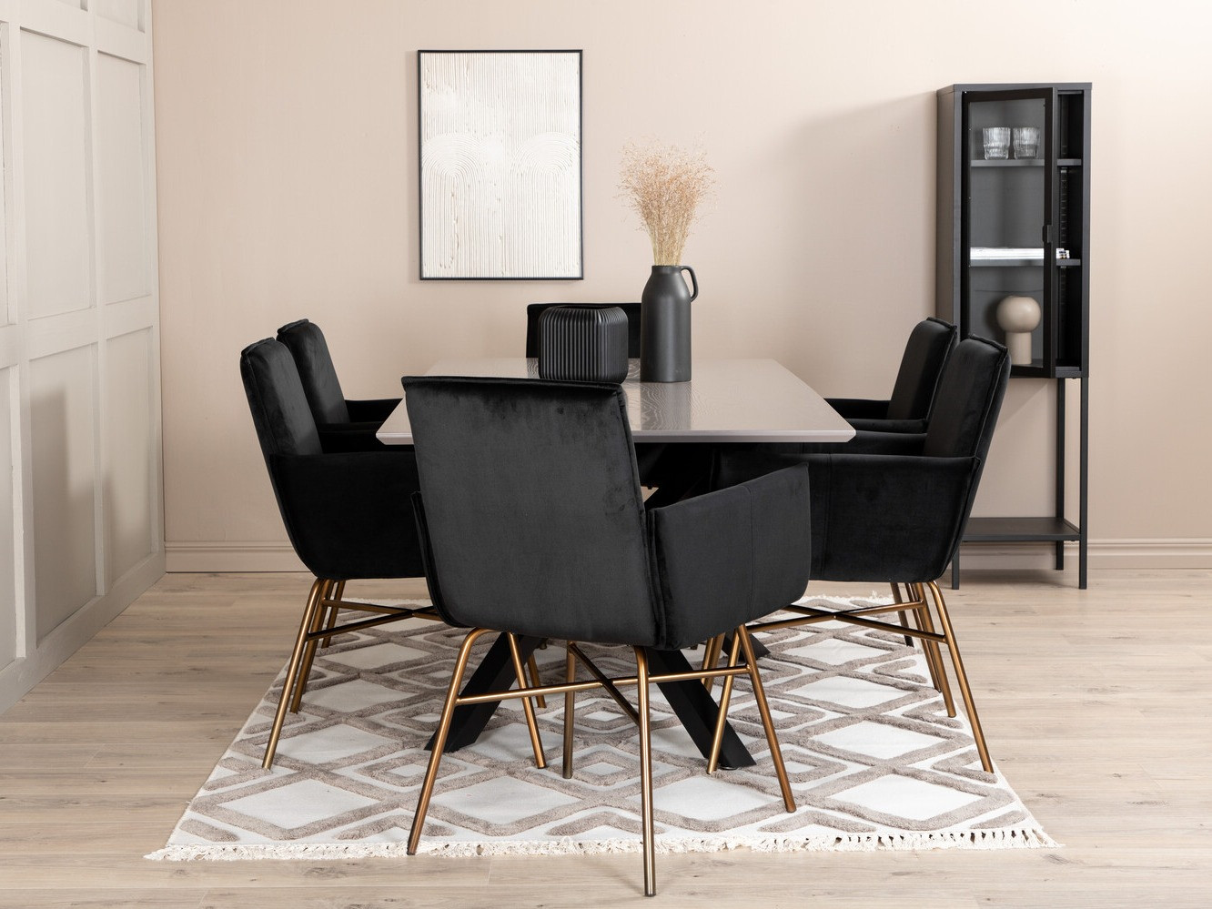 Salle à manger complète Dallas 2701 (Noir + Cuivre)