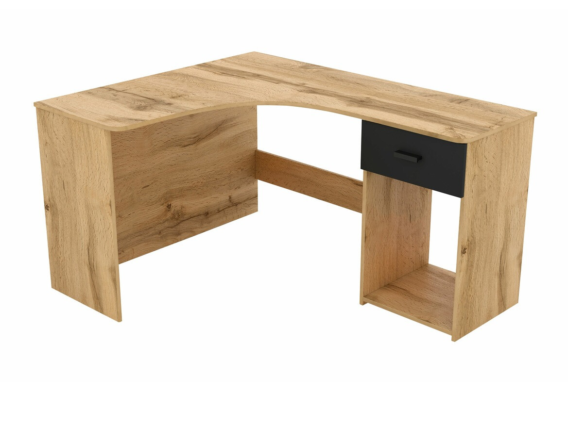 Bureau d'angle Austin 303 (Chêne wotan + Noir)