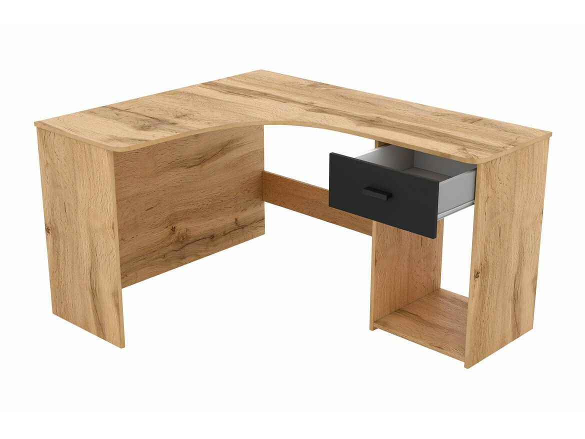 Bureau d'angle Austin 303 (Chêne wotan + Noir)