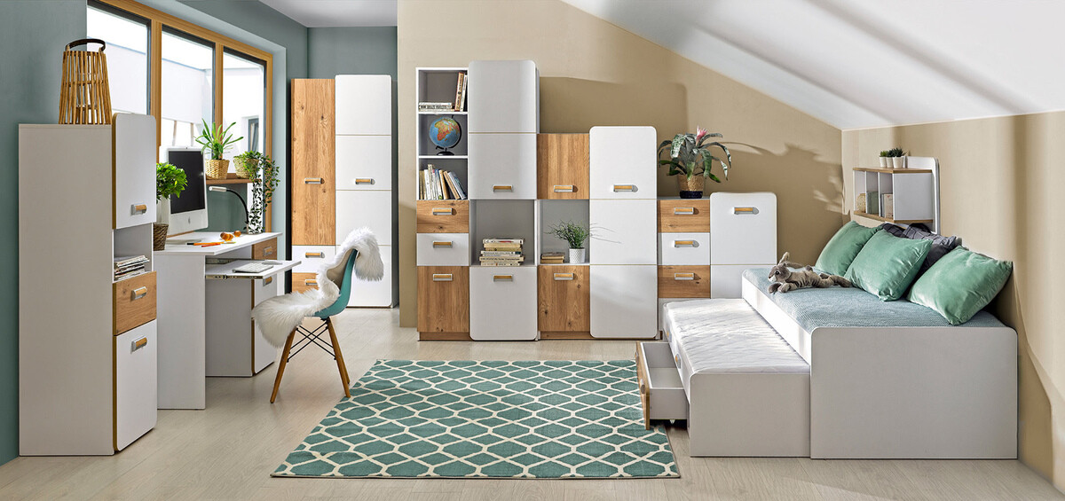 Armoire Ophmora 100 (Chêne + Blanc)