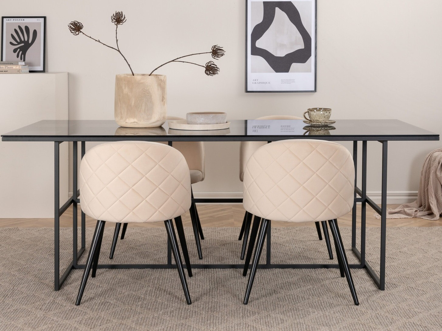 Salle à manger complète Dallas 2633 (Beige + Noir)