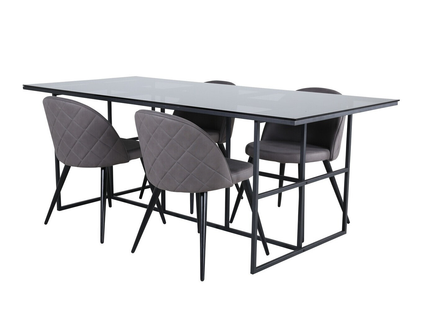 Salle à manger complète Dallas 2633 (Gris foncé + Noir)