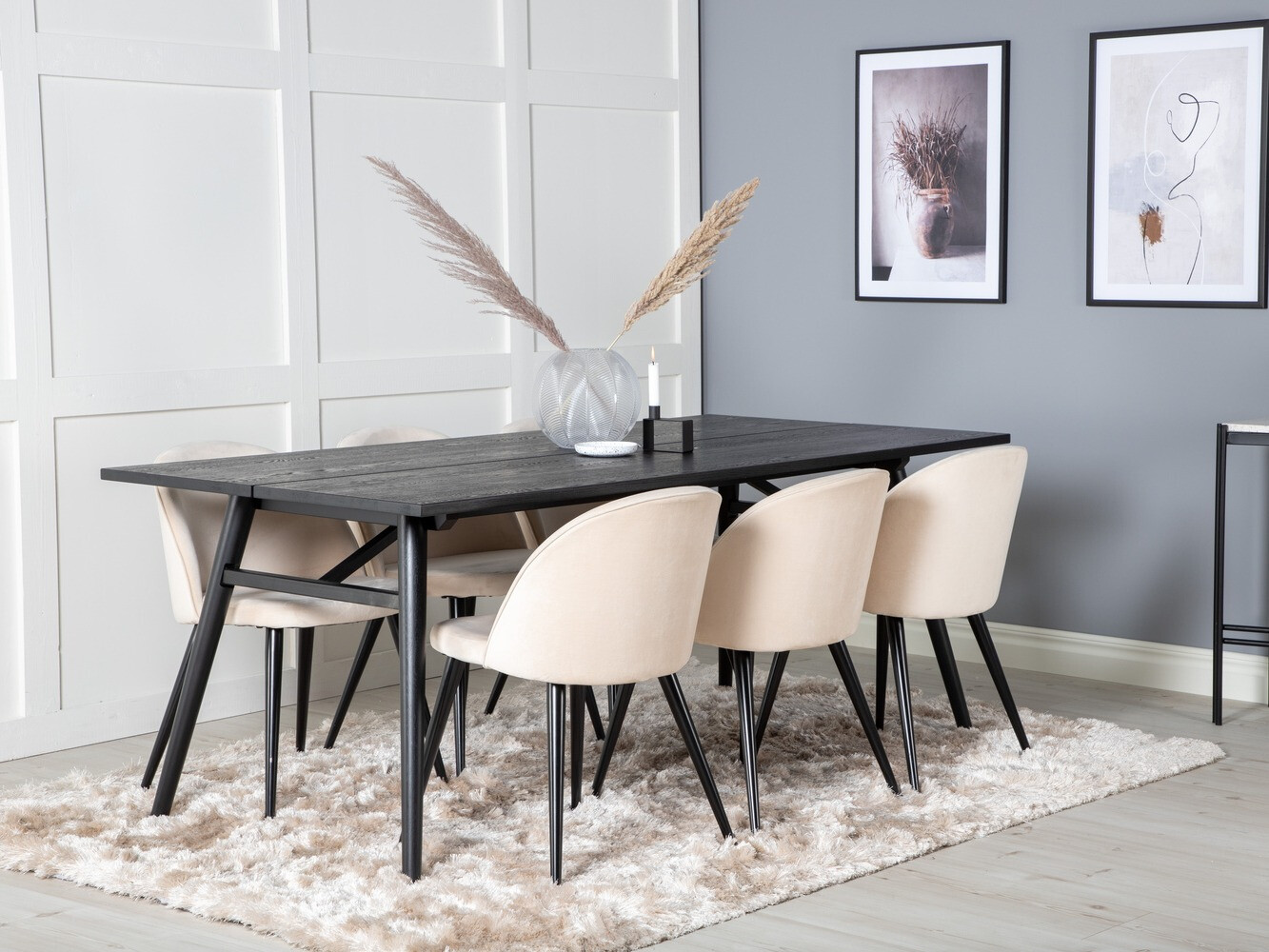 Salle à manger complète Dallas 1676 (Beige + Noir)