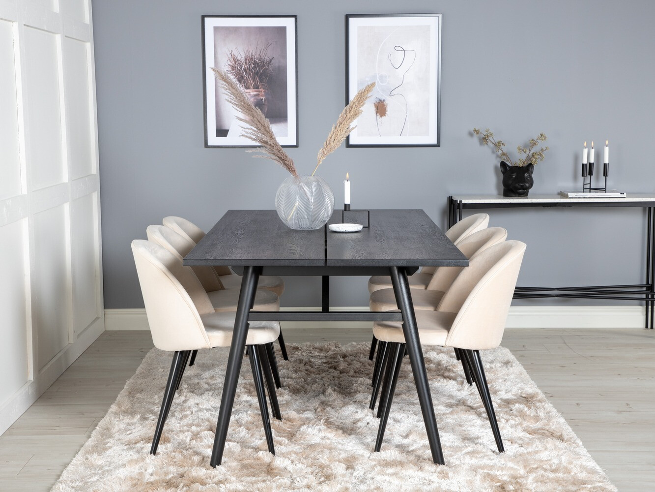 Salle à manger complète Dallas 1676 (Beige + Noir)