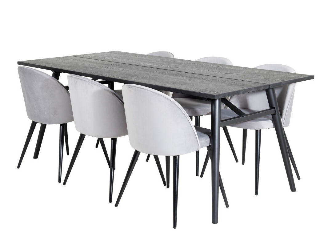 Salle à manger complète Dallas 1676 (Gris + Noir)