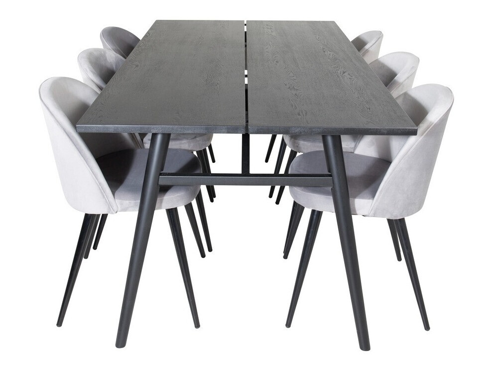 Salle à manger complète Dallas 1676 (Gris + Noir)