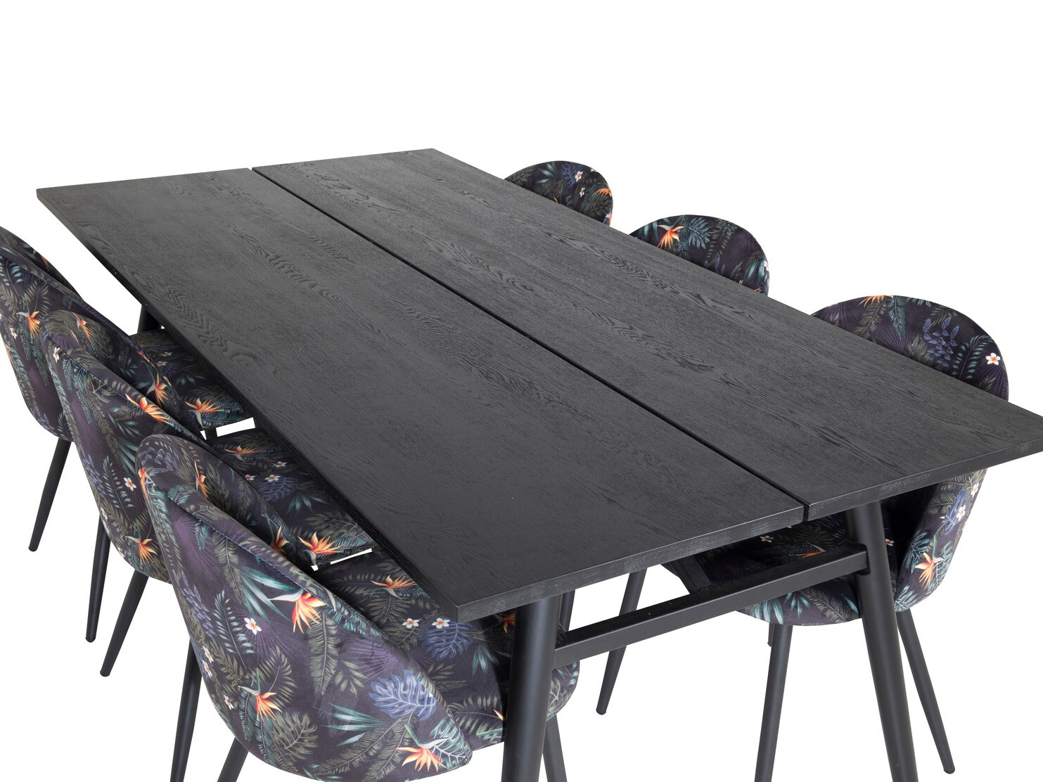 Salle à manger complète Dallas 1676 (Motif floral + Noir)