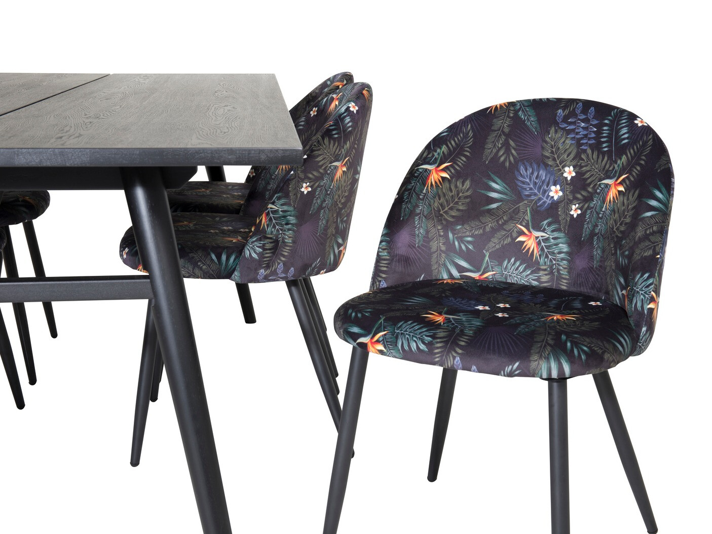 Salle à manger complète Dallas 1676 (Motif floral + Noir)