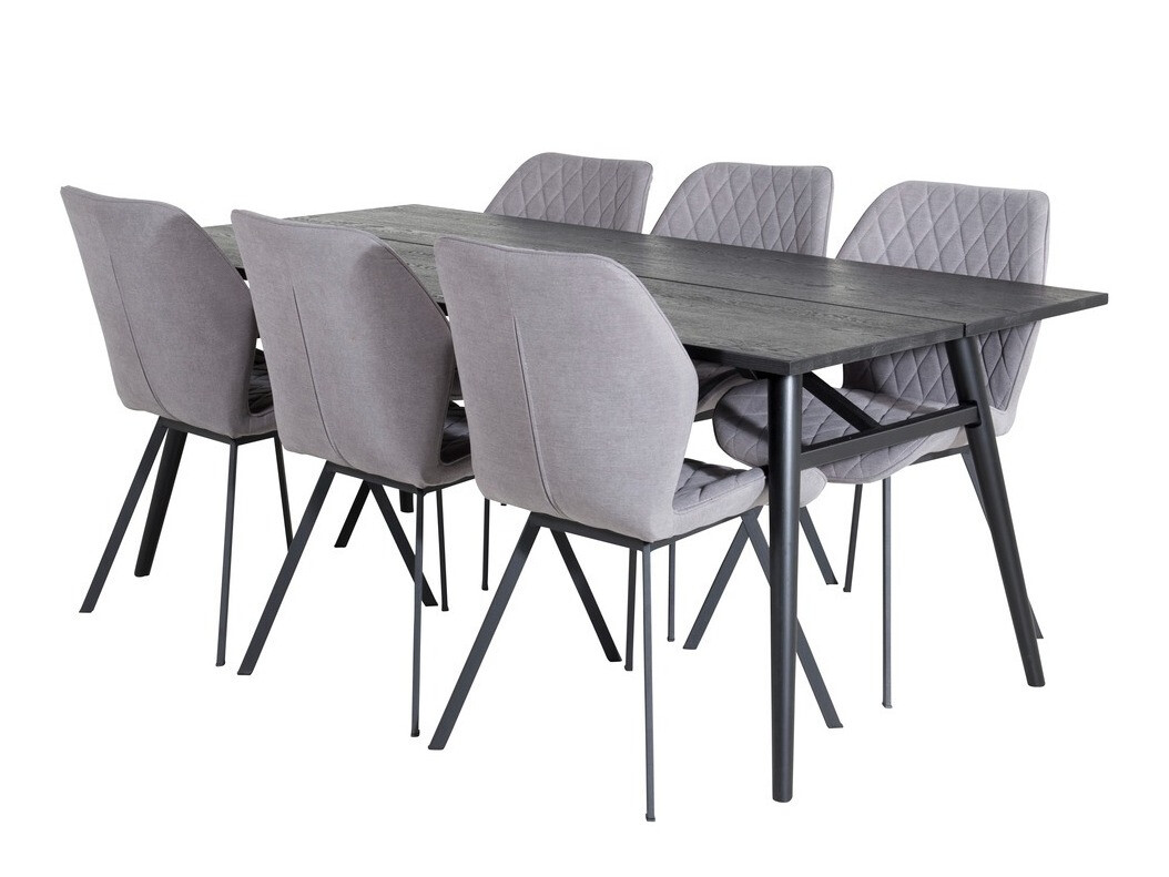 Salle à manger complète Dallas 1686 (Gris + Noir)