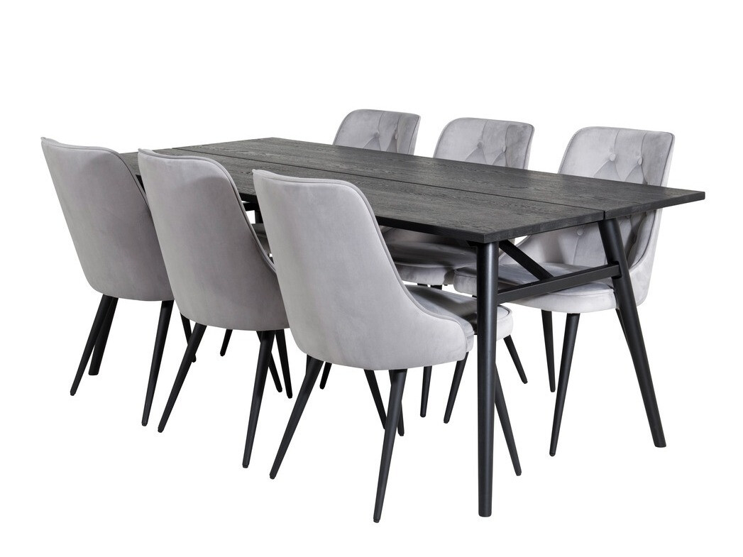 Salle à manger complète Dallas 1780 (Noir + Gris clair)