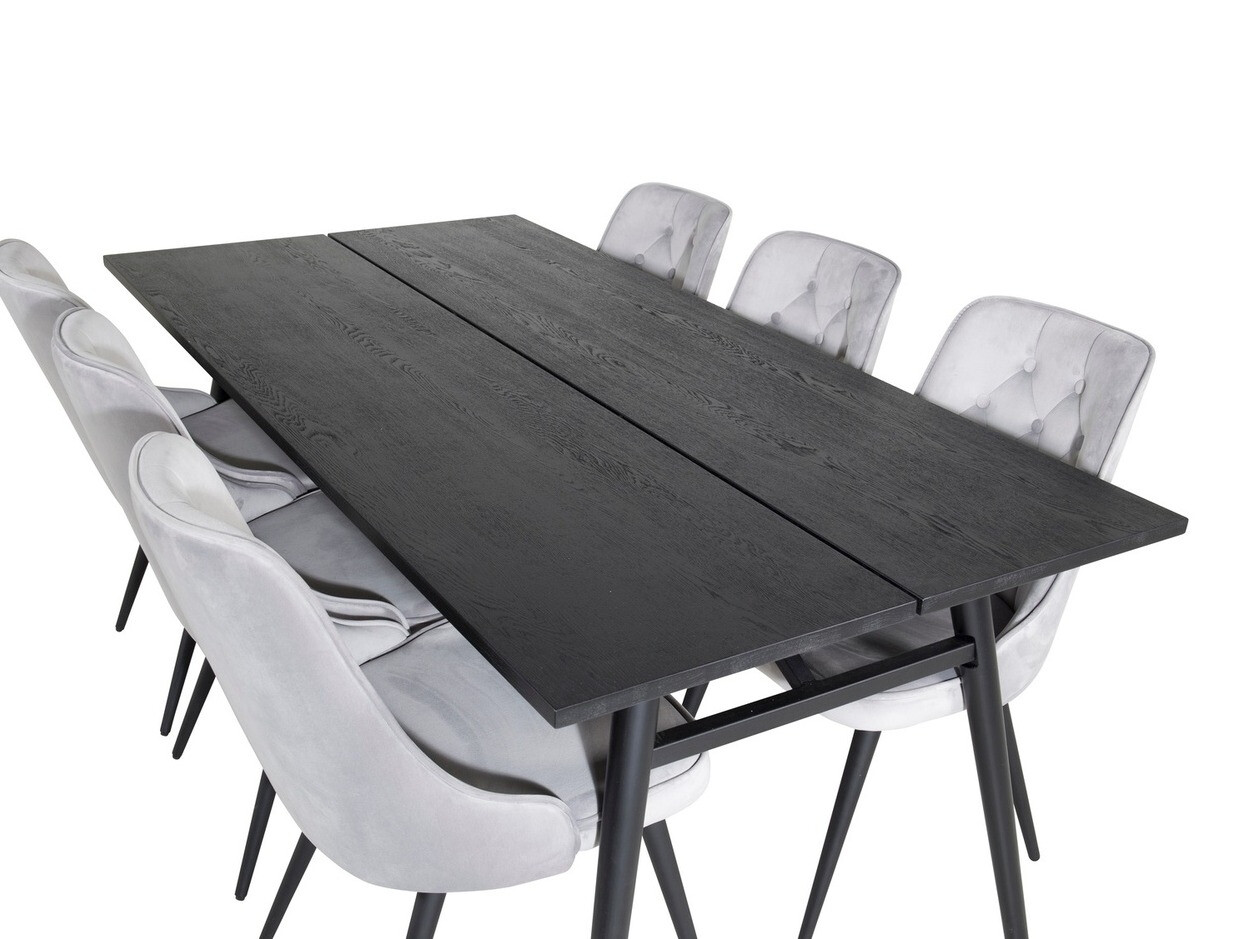 Salle à manger complète Dallas 1780 (Noir + Gris clair)
