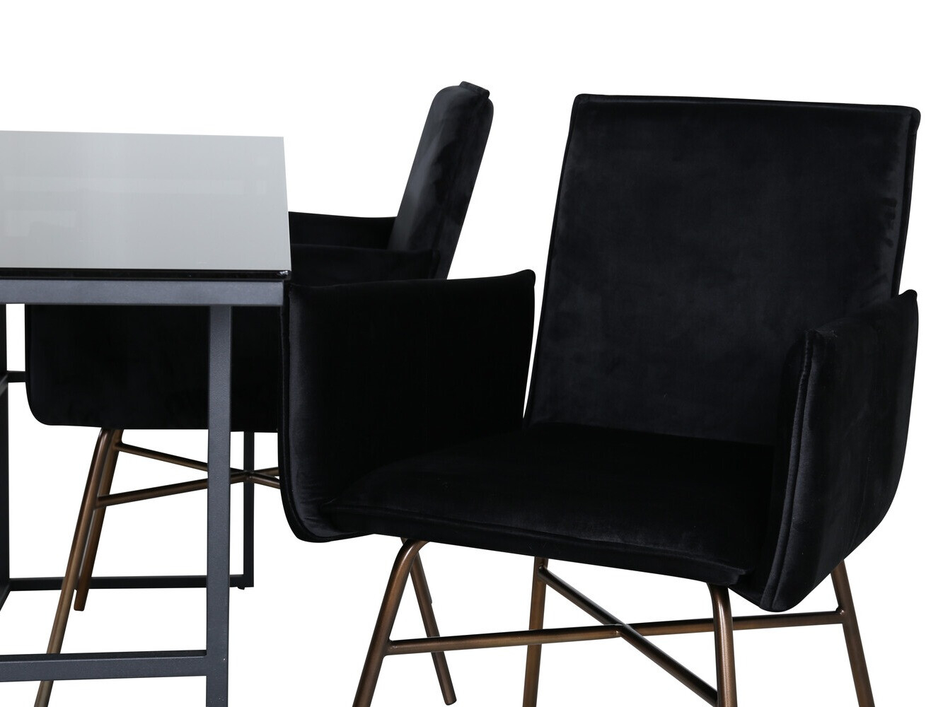 Salle à manger complète Dallas 2650 (Noir + Laiton)