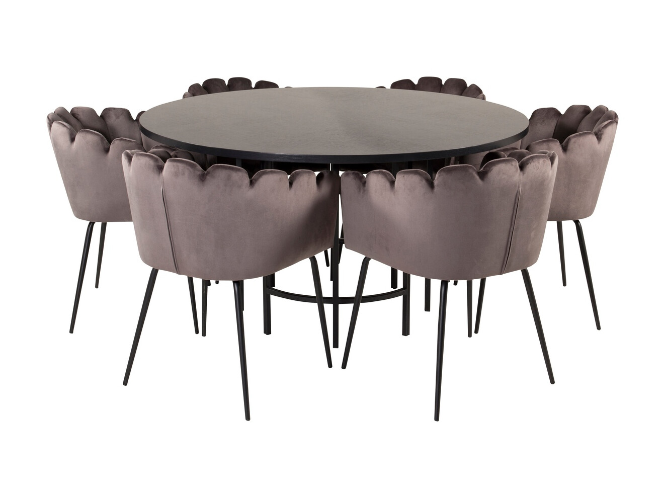 Salle à manger complète Dallas 312 (Gris + Noir)