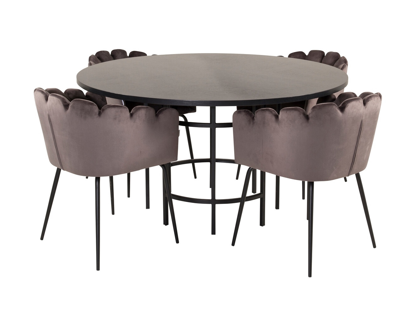 Salle à manger complète Dallas 313 (Gris + Noir)
