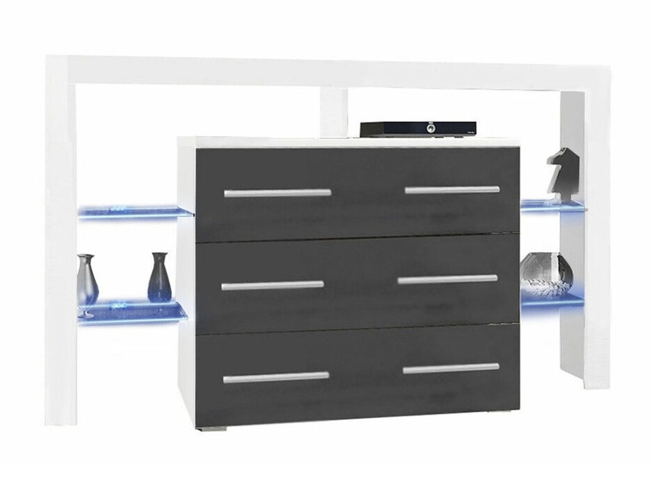 Commode Aestas I (Blanc + Gris brillant)