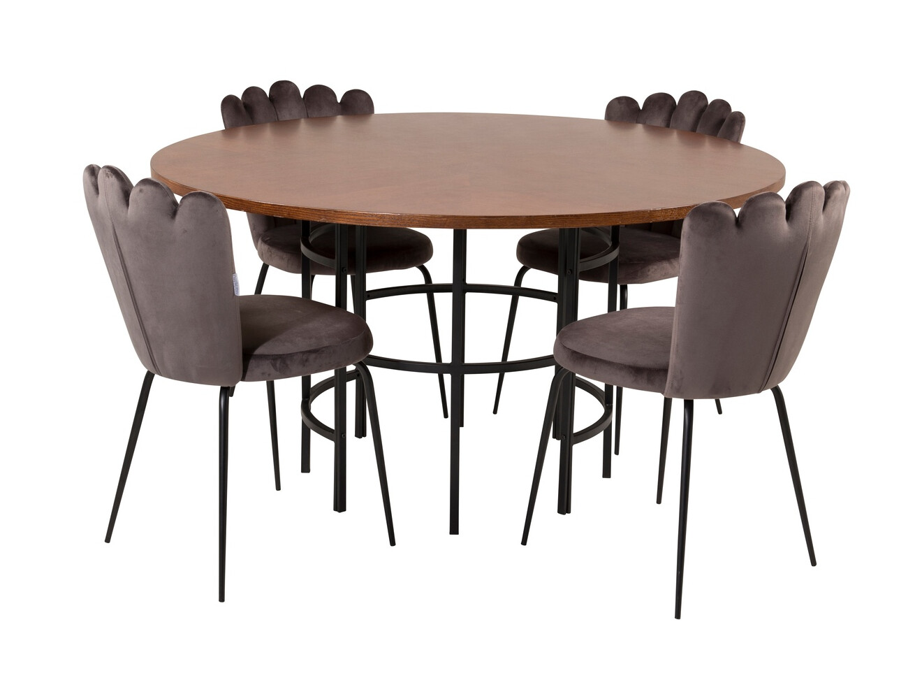 Salle à manger complète Dallas 314 (Gris + Noir)