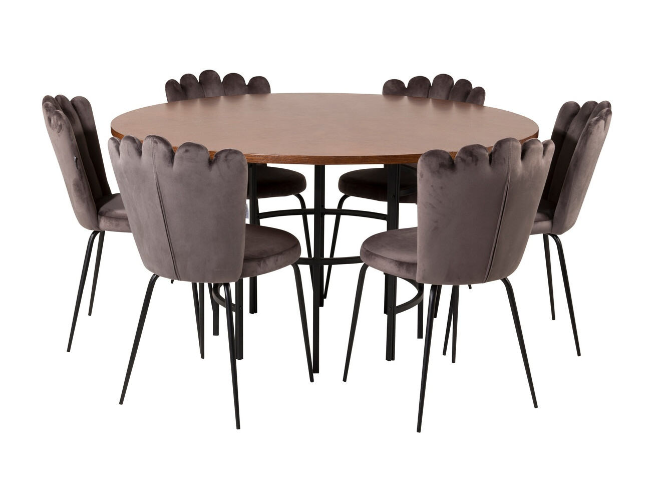 Salle à manger complète Dallas 315 (Gris + Noir)