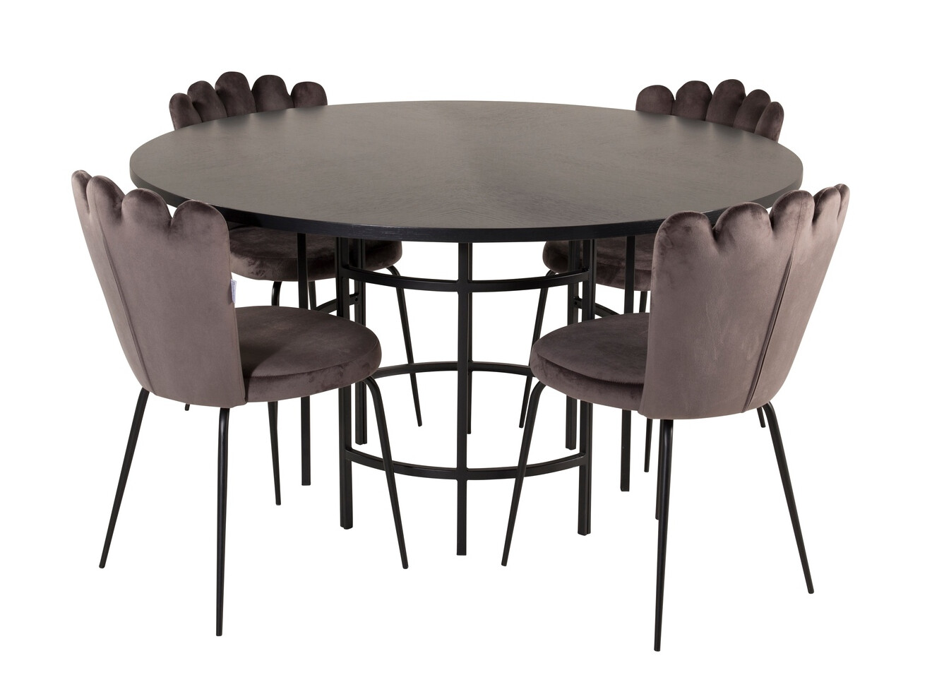 Salle à manger complète Dallas 316 (Gris + Noir)