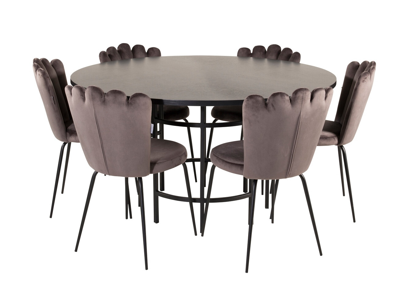 Salle à manger complète Dallas 317 (Gris + Noir)