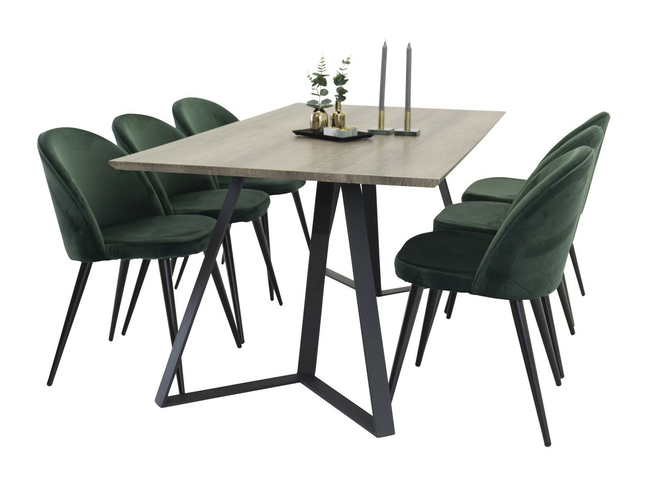Salle à manger complète Dallas 340 (Vert + Noir)