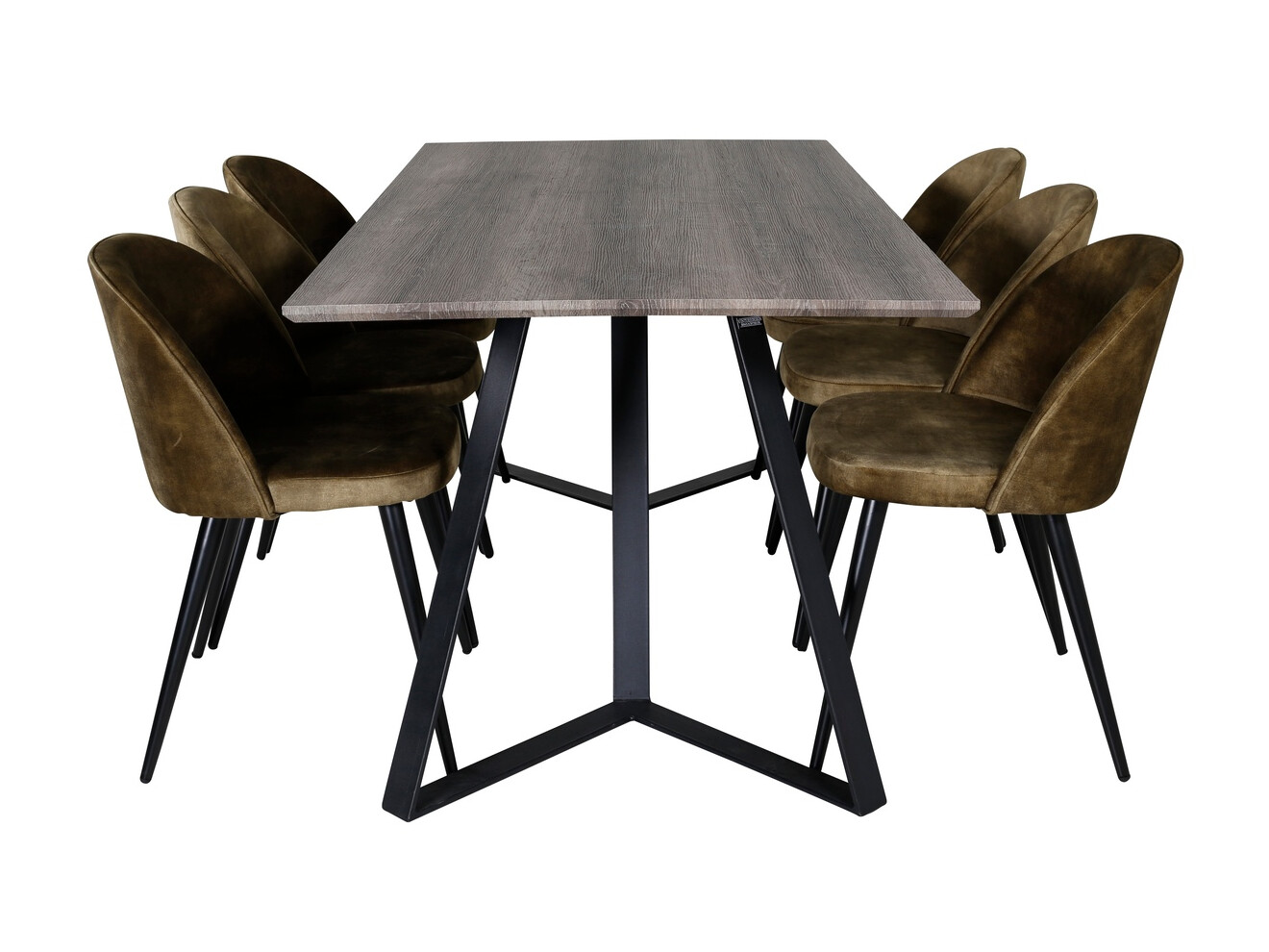 Salle à manger complète Dallas 340 (Vert poussiéreux + Noir)