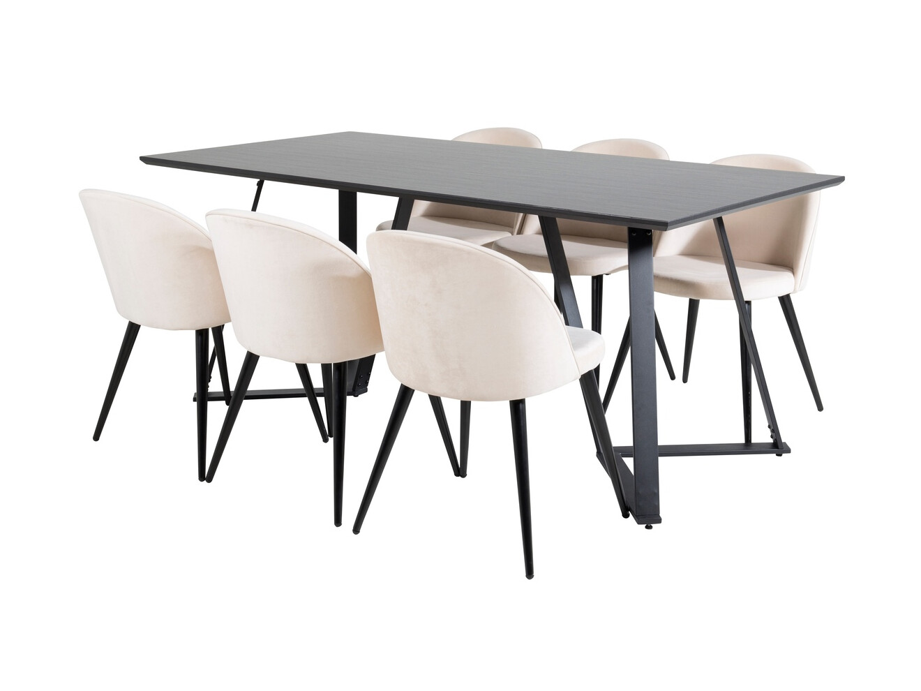Salle à manger complète Dallas 360 (Beige + Noir)