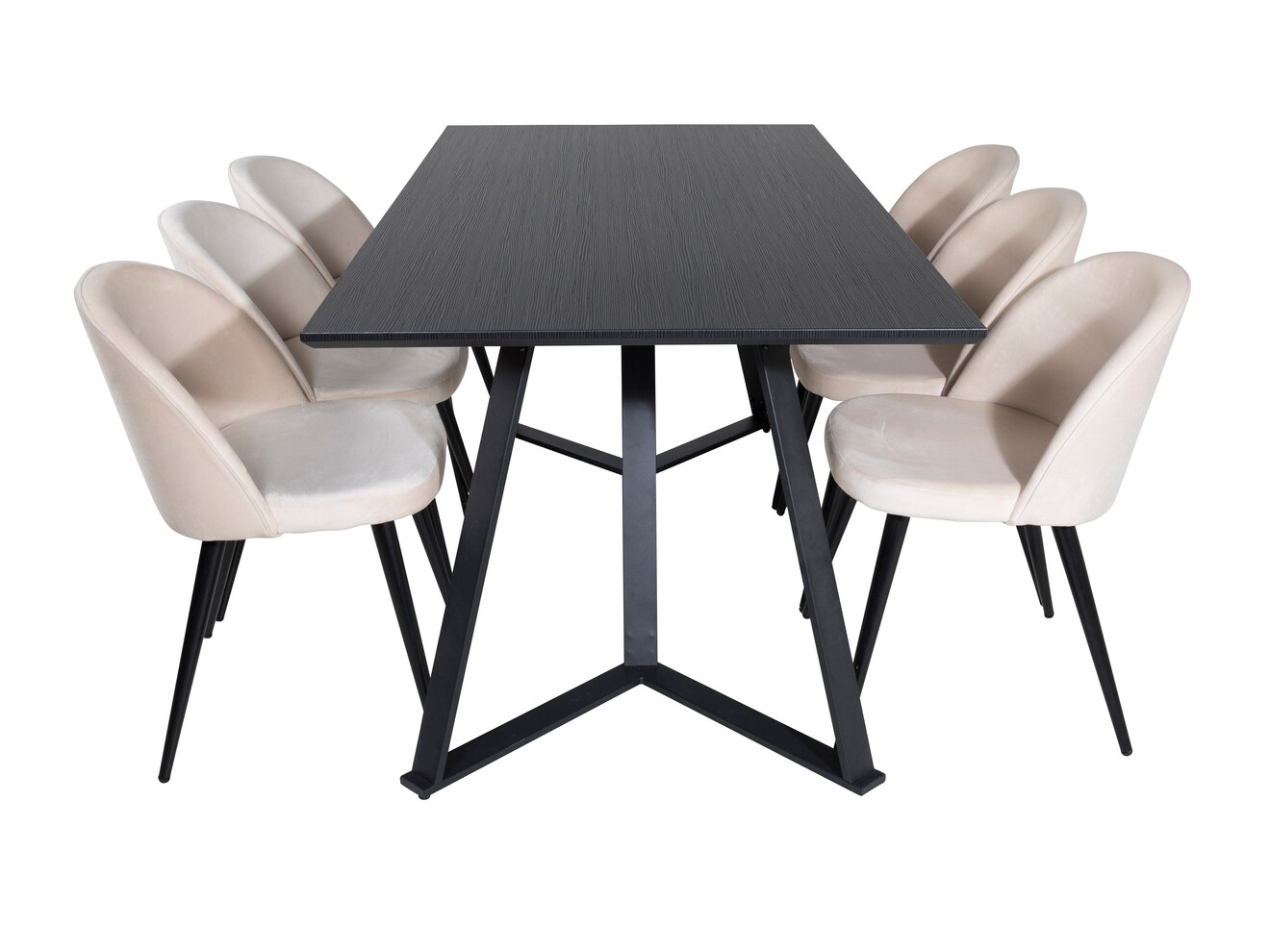 Salle à manger complète Dallas 360 (Beige + Noir)