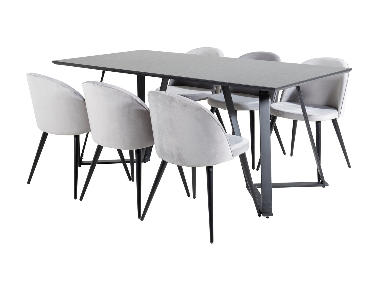 Salle à manger complète Dallas 360 (Gris + Noir)