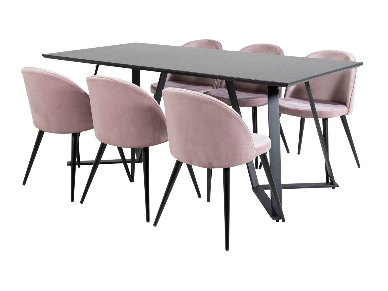 Salle à manger complète Dallas 360 (Rose + Noir)